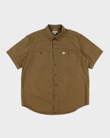 Carhartt Khaki Short Sleeved Work Shirt - XL
