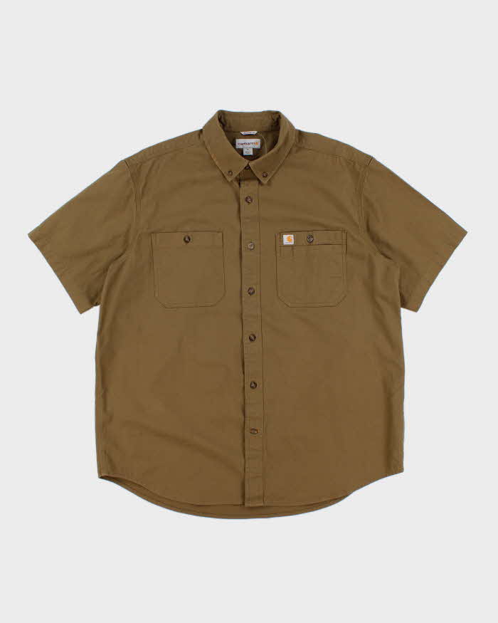 Carhartt Khaki Short Sleeved Work Shirt - XL