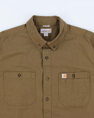 Carhartt Khaki Short Sleeved Work Shirt - XL