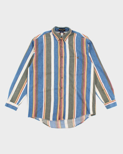 Vintage 90s New River Colourful Striped Shirt - L