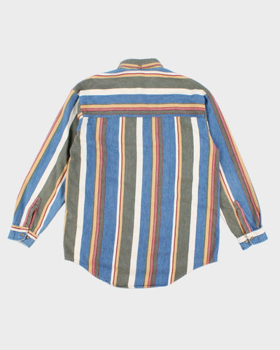Vintage 90s New River Colourful Striped Shirt - L