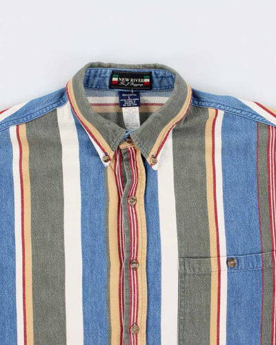 Vintage 90s New River Colourful Striped Shirt - L