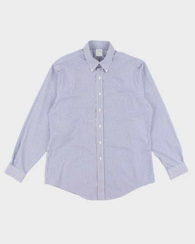 Men's Brookes Brothers Blue Checked Button Up Shirt - M