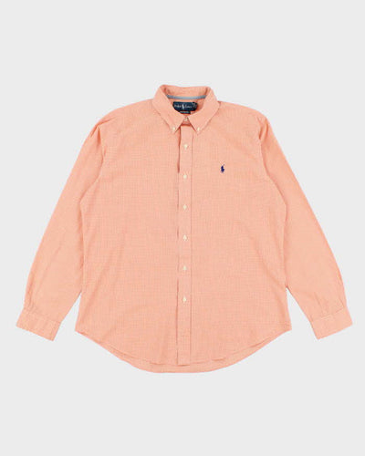 Vintage 90s Ralph Lauren Orange Gingham Shirt - L