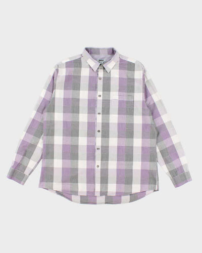 Men's Purple DKNY Checked Button Up Shirt - XL
