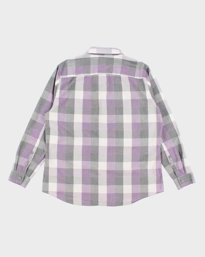 Men's Purple DKNY Checked Button Up Shirt - XL