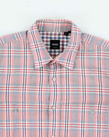 Men's Orange Boss Checked Button Up Shirt - M