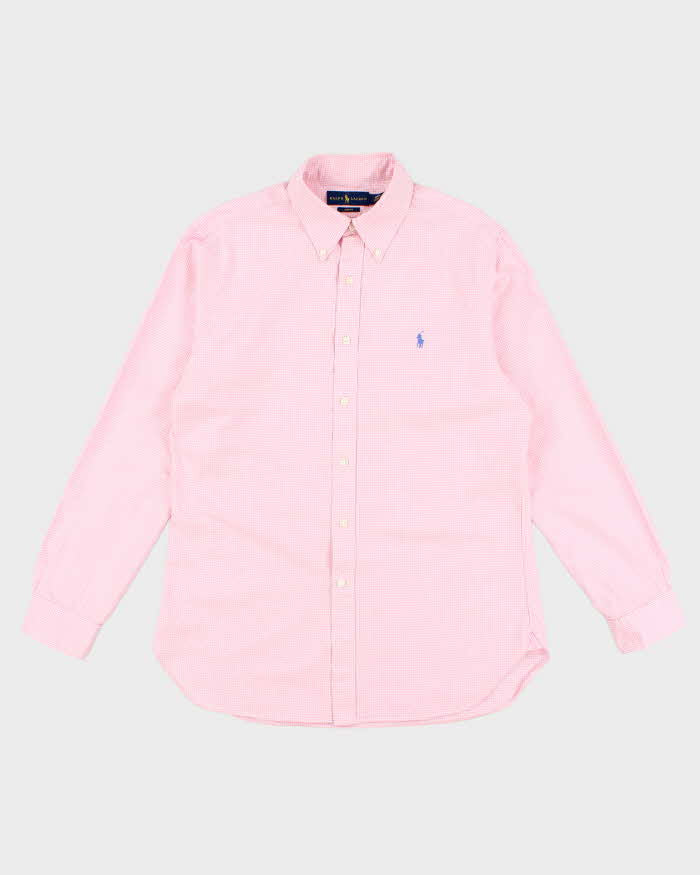 Men's Ralph Lauren Pink Checked Button Up Shirt - M