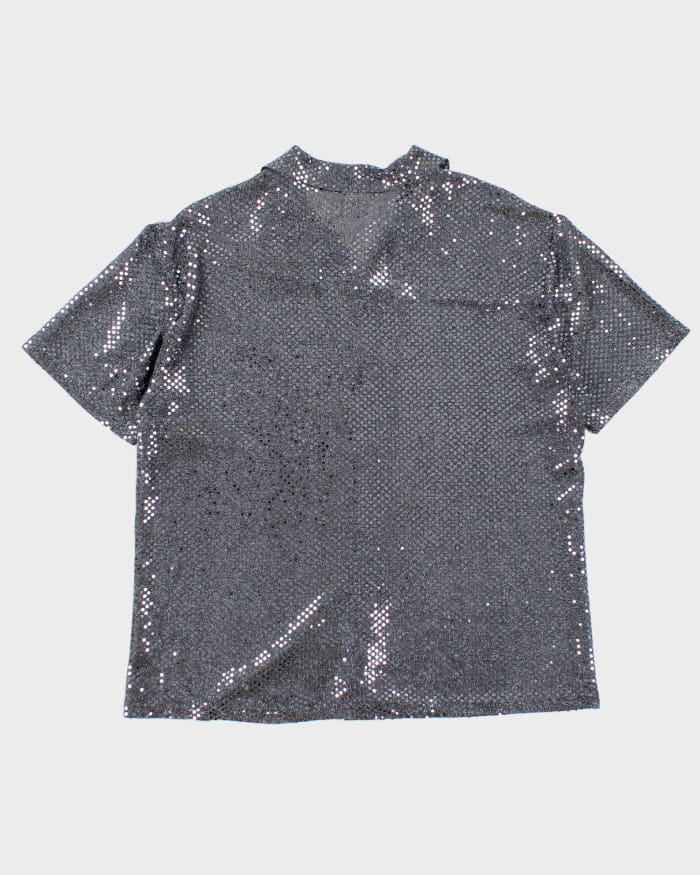 Men's Vintage 90s Metallic Silver Shirt - S