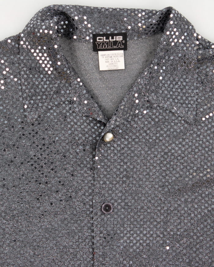 Men's Vintage 90s Metallic Silver Shirt - S