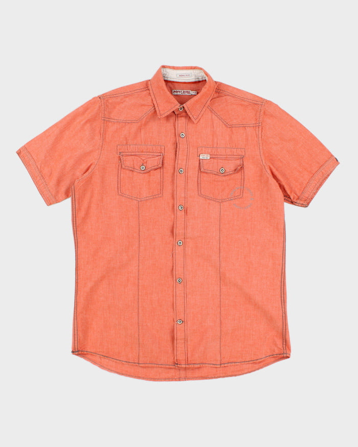Men's Orange Pint Zero Contrast stitch Button Up Shirt - M