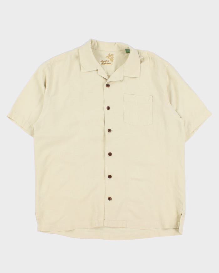 Men's Yellow Tommy Bahama Silk Hawaiian Shirt - XL
