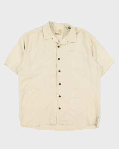 Men's Yellow Tommy Bahama Silk Hawaiian Shirt - XL