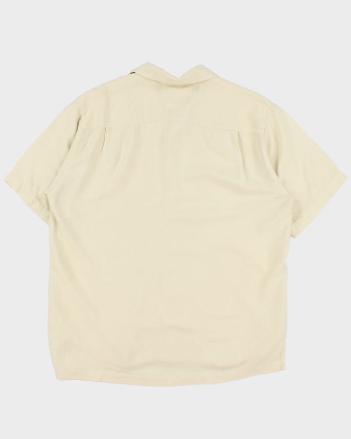 Men's Yellow Tommy Bahama Silk Hawaiian Shirt - XL