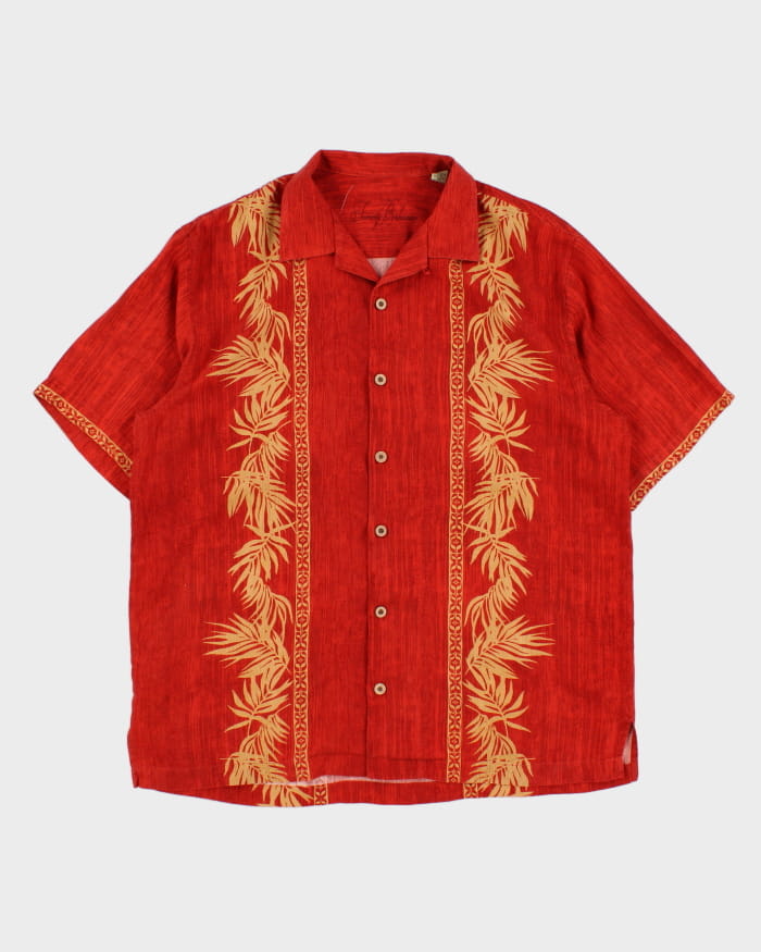 Vintage Men's Red Tommy Bahama Silk Hawaiian Shirt - L