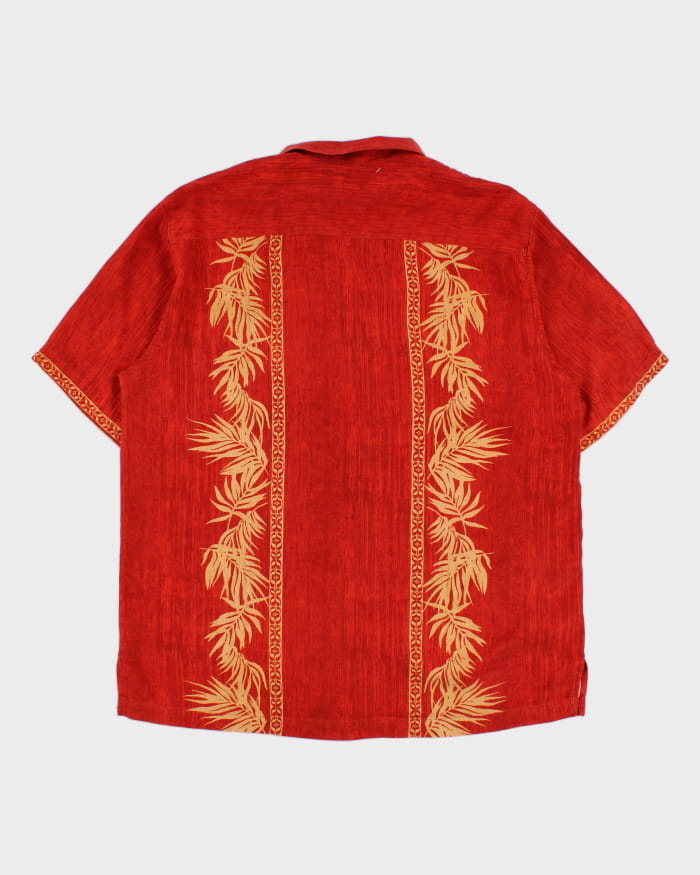 Vintage Men's Red Tommy Bahama Silk Hawaiian Shirt - L