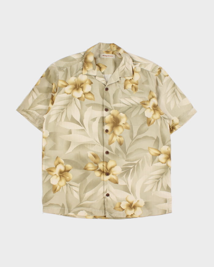 Vintage Men's Yellow Tommy Bahama Silk Hawaiian Shirt - L