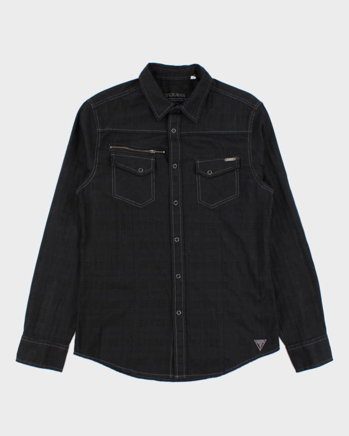 Y2K 00s Guess Patterned Black Shirt - M