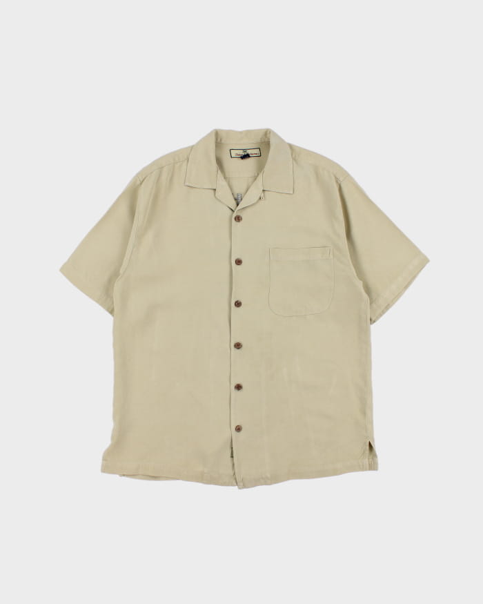 Vintage 90s Tommy Bahama Casting Agent Embroidery Oversized Silk Shirt - S