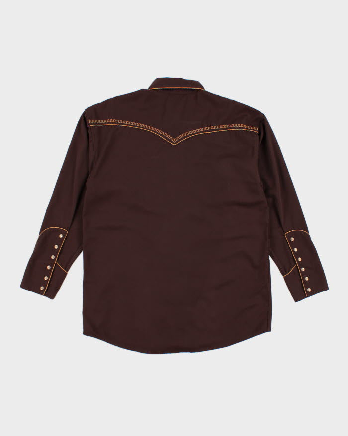 Panhandle Slim Brown EMbroidered Wolf Shirt - M