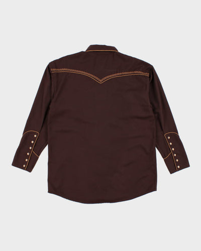 Panhandle Slim Brown EMbroidered Wolf Shirt - M