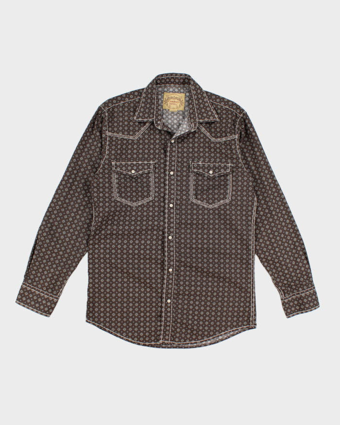Cowboy Collection Brown Patterned Western Shirt - M