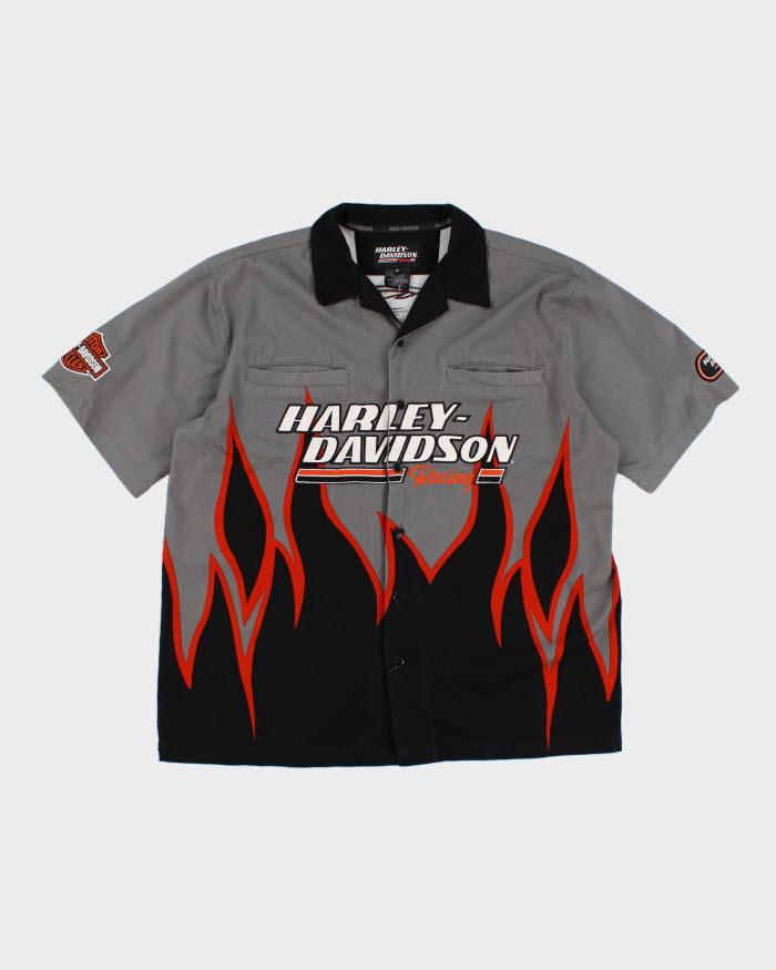 00s Harley Davidson Flame Racing Shirt - XL