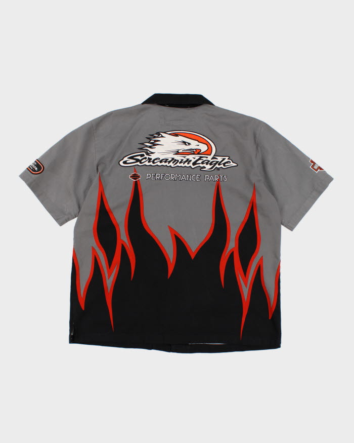00s Harley Davidson Flame Racing Shirt - XL