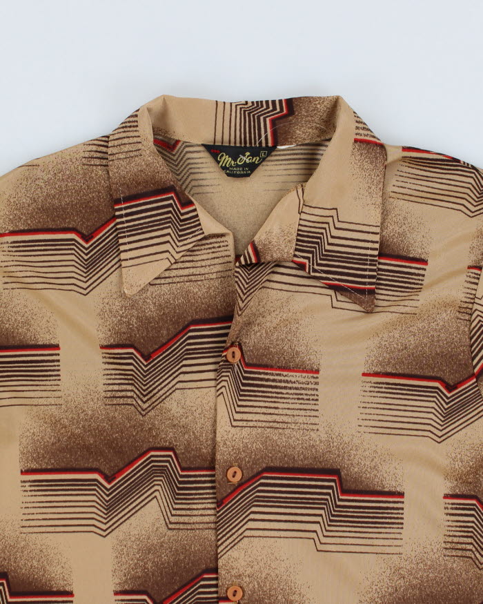 Vintage 70s Mr. Jan Gold Patterned Shirt - XL