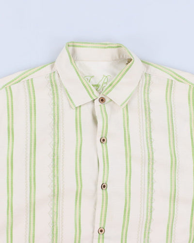 Vintage 90s Tommy Bahama Striped Silk Summer Shirt - L