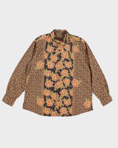 00s Tommy Bahama Autumnal Coloured Hawaiian Style Shirt - L