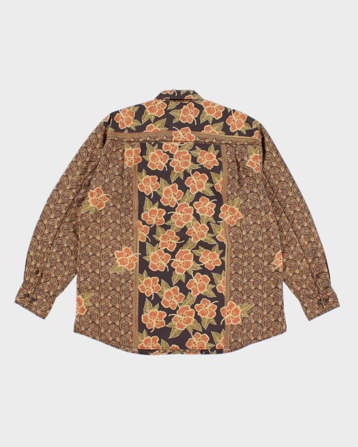 00s Tommy Bahama Autumnal Coloured Hawaiian Style Shirt - L