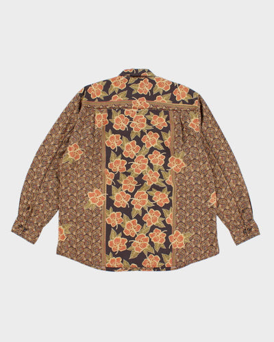 00s Tommy Bahama Autumnal Coloured Hawaiian Style Shirt - L