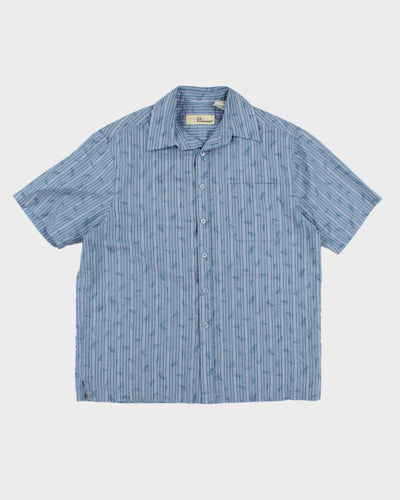 Penmans Striped Textured Blue Short Sleeve Shirt - M