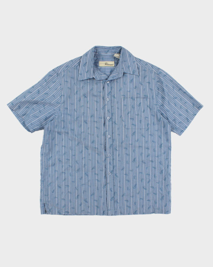 Penmans Striped Textured Blue Short Sleeve Shirt - M