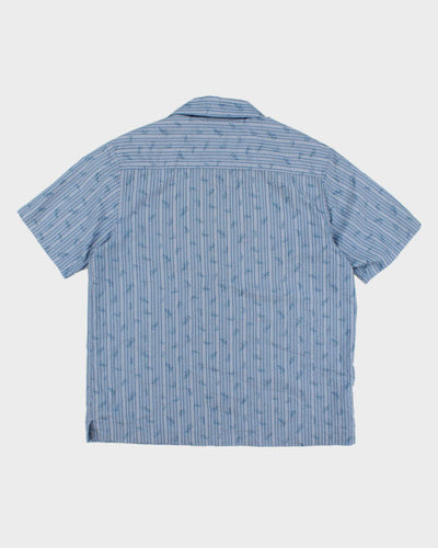 Penmans Striped Textured Blue Short Sleeve Shirt - M