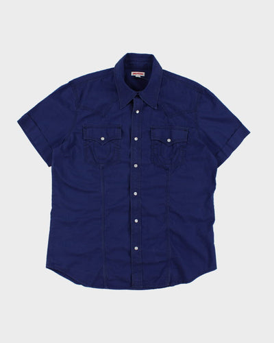 True Religion Navy Western Short Sleeve Shirt - XL
