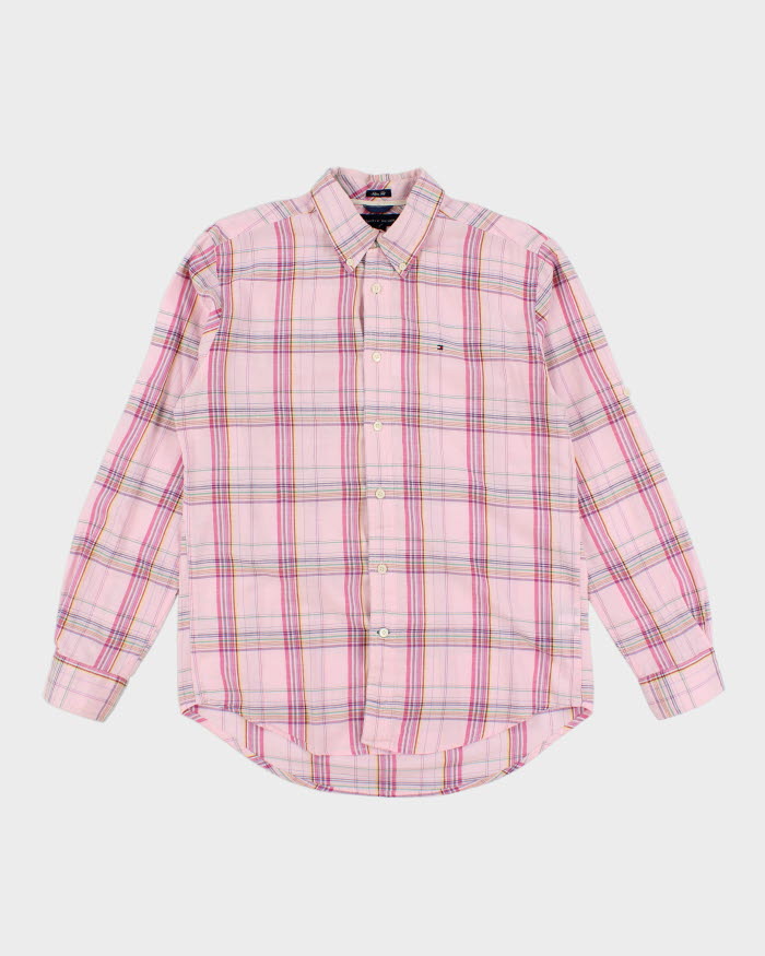 Mens Tommy Hilfiger Pink Plaid Button Up Work Shirt - M