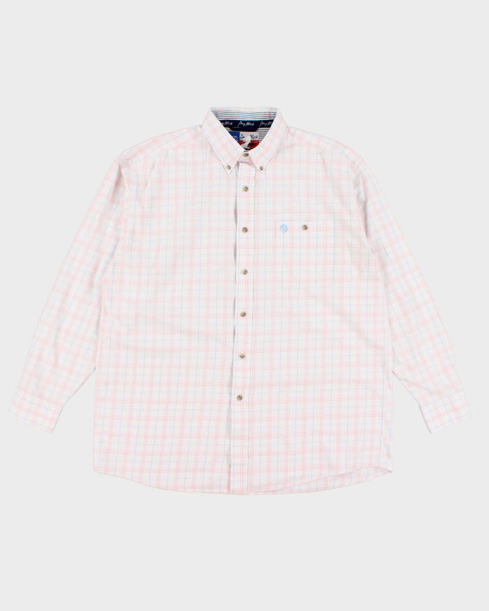 Mens Wrangler Pink Plaid Button Up Work Shirt - L