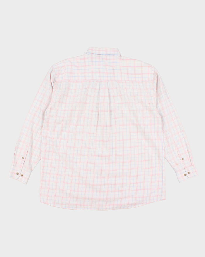 Mens Wrangler Pink Plaid Button Up Work Shirt - L