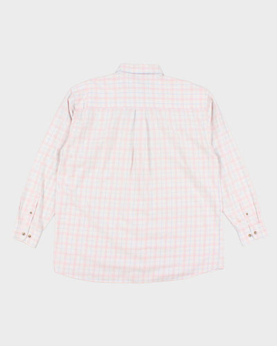 Mens Wrangler Pink Plaid Button Up Work Shirt - L