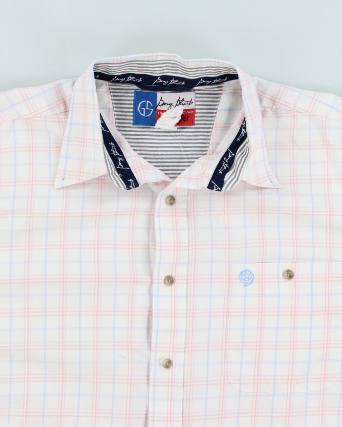 Mens Wrangler Pink Plaid Button Up Work Shirt - L