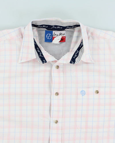 Mens Wrangler Pink Plaid Button Up Work Shirt - L