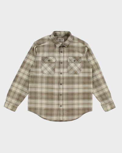 Mens Burton Beige Plaid Button Up Work Shirt - M