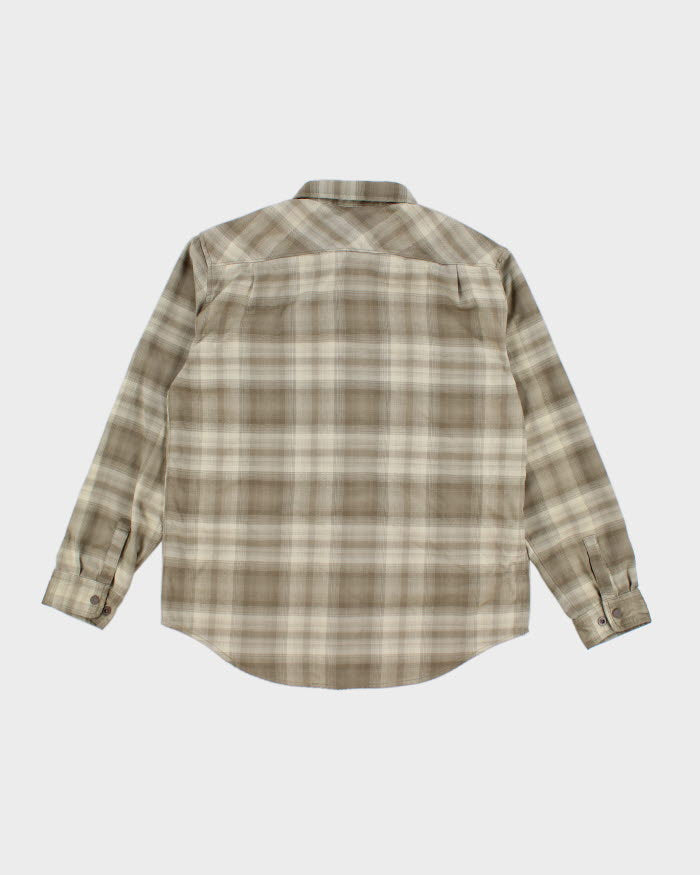 Mens Burton Beige Plaid Button Up Work Shirt - M