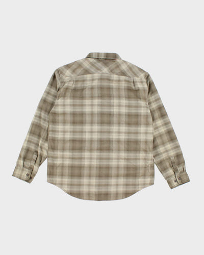 Mens Burton Beige Plaid Button Up Work Shirt - M