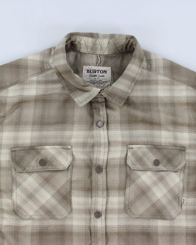 Mens Burton Beige Plaid Button Up Work Shirt - M