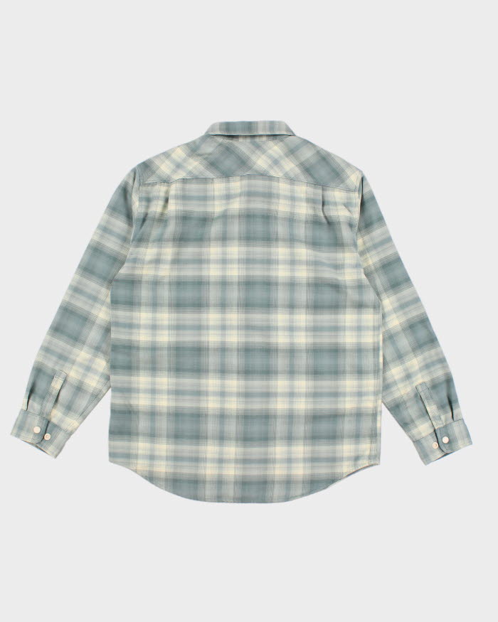 Mens Burton Blue Plaid Button Up Work Shirt - M