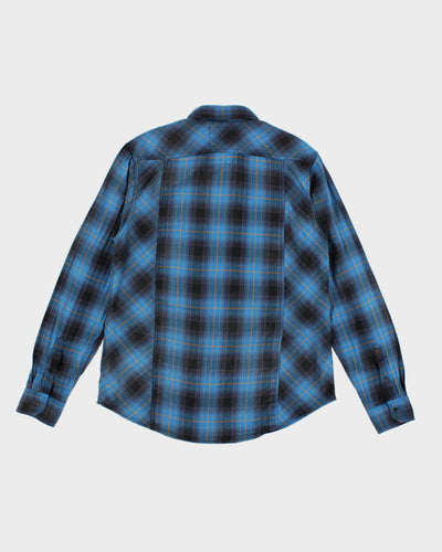 Mens Guess Blue Plaid Button Up Work Shirt - M