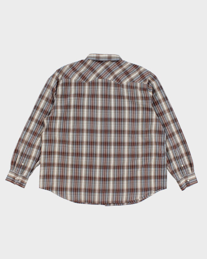 Mens Levis Brown Blue Plaid Button Up Work Shirt - XL